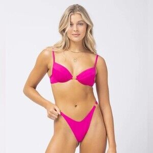 L*Space Stardust Top Padded Underwire Heart Detail Bikini Top Size S NWT Barbie